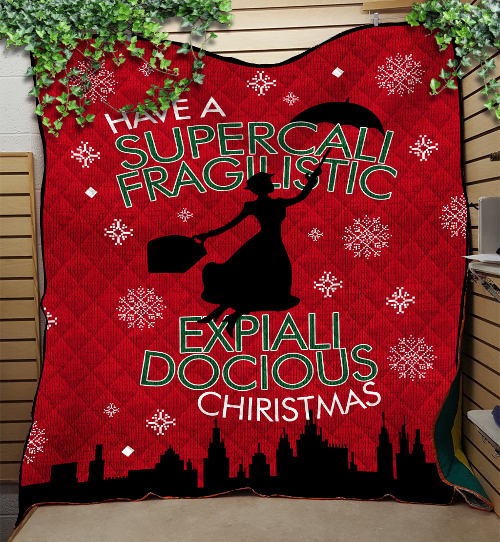 Supercali Fragilistic Expiali Docious Christmas Quilt Blanket 60x80