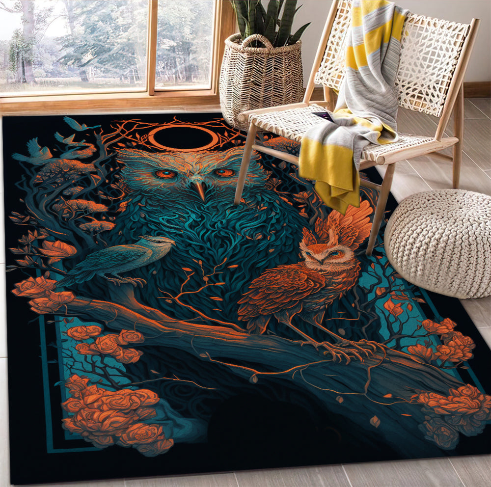 Magical Forest Owls Heart Carpet Rug for Home Room Decor