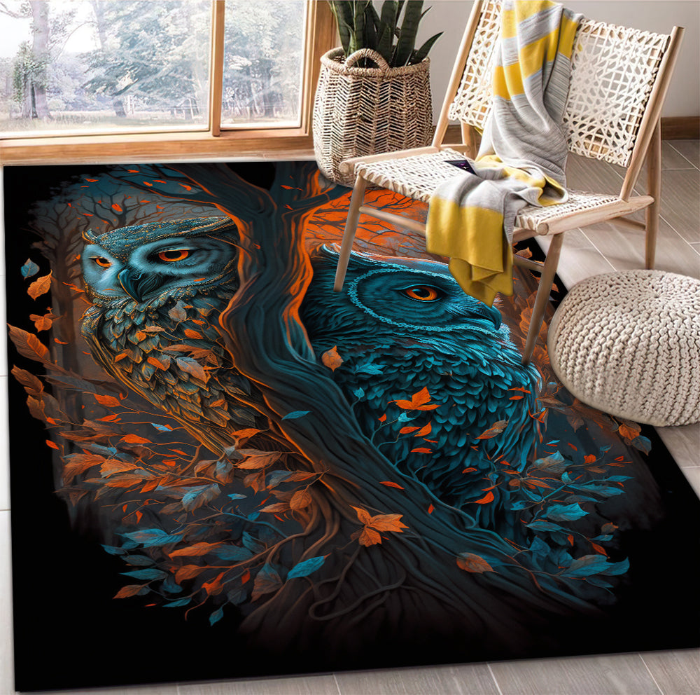 Magical Forest Owls Carpet Rug for Home Room Decor