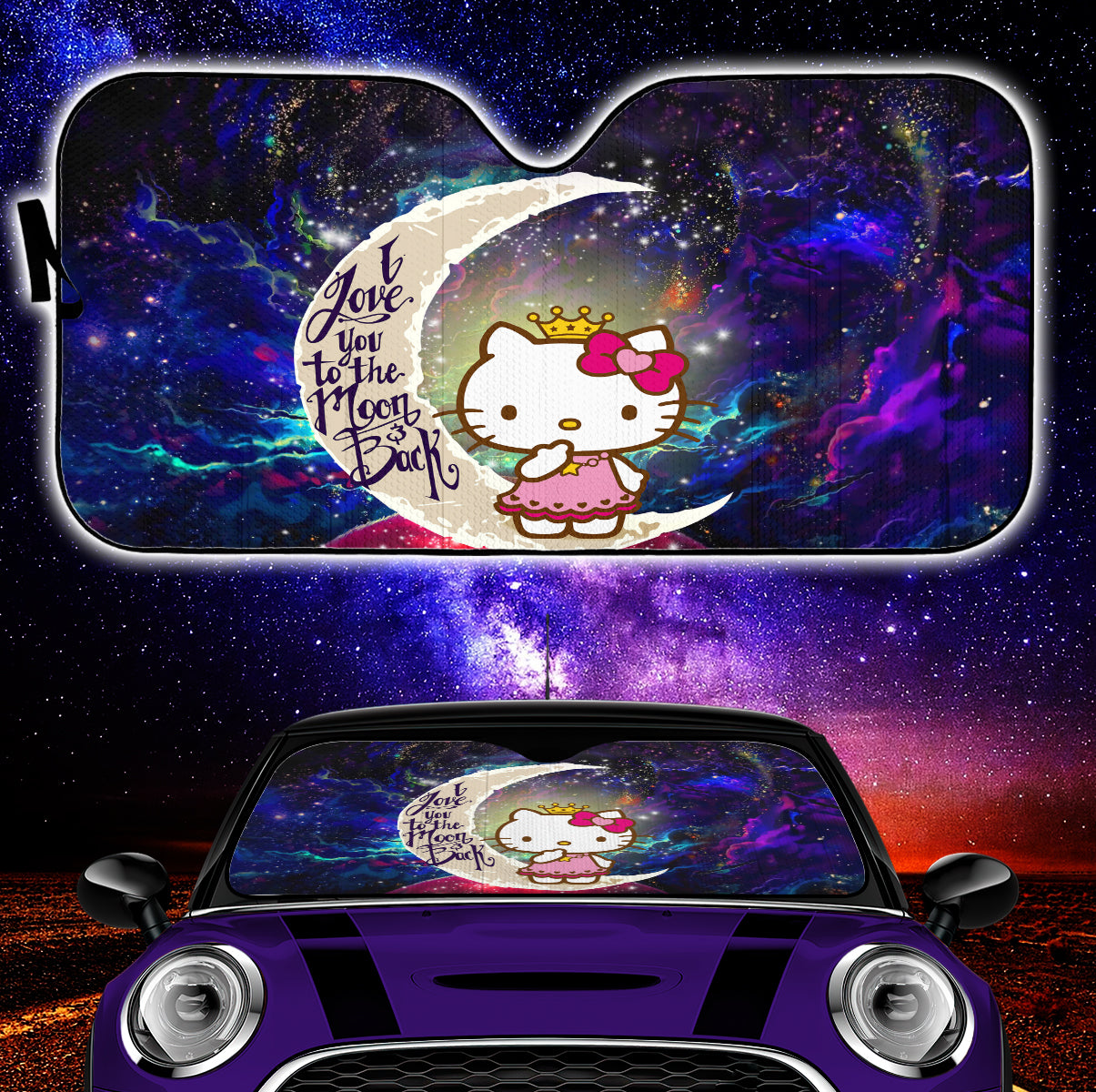 Hello Kitty Galaxy Sunshades - Love You To The Moon Car Auto