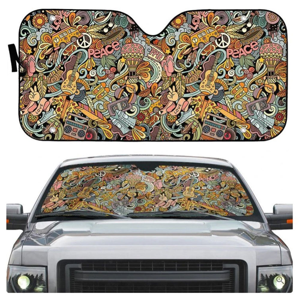 Hippie Car Sun Shades Windshield Accessories Gift for Car Decor