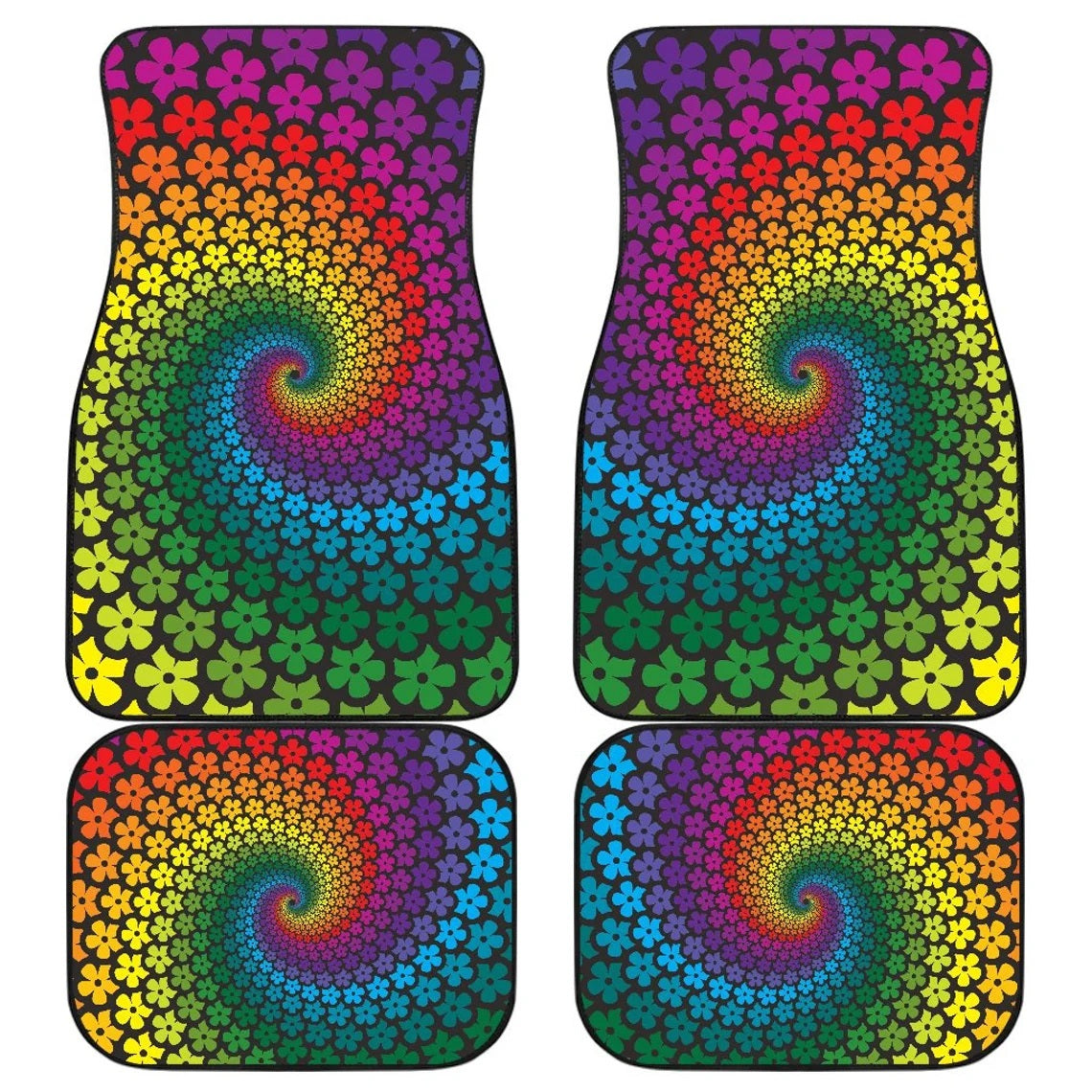 Hippie Floral Pattern Car Floor Mats for Stylish Car Accessories