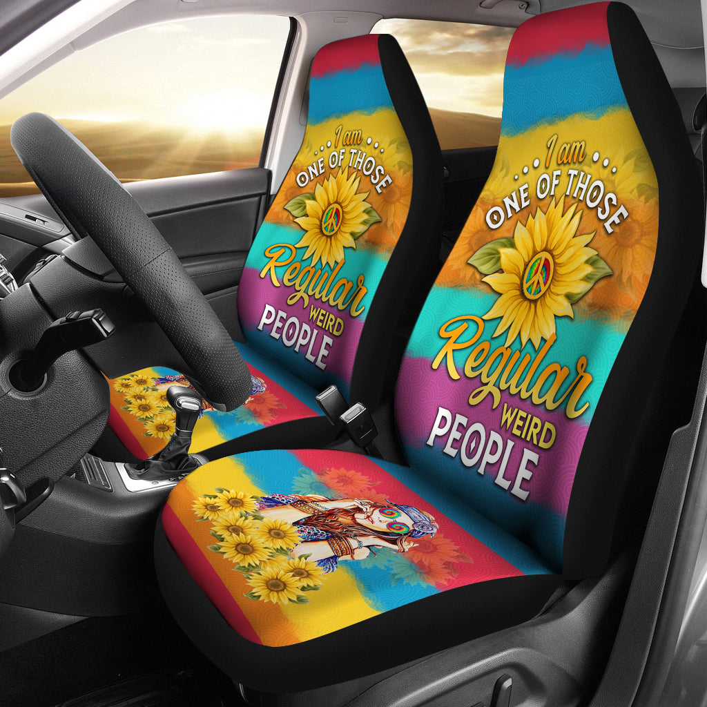 Sunflower Hippie Girl Custom Car Seat Covers Premium Decor Protectors