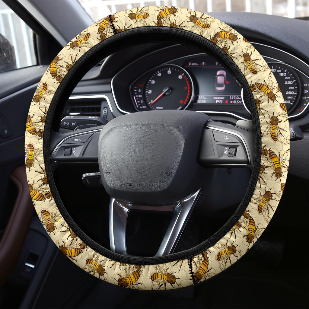 Premium Honey Bee Steering Wheel Cover for Cars Honey