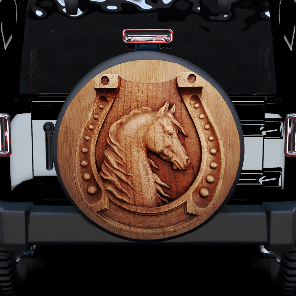 Horse Hoof Wood Jeep Car Spare Tire Covers for Campers Gift