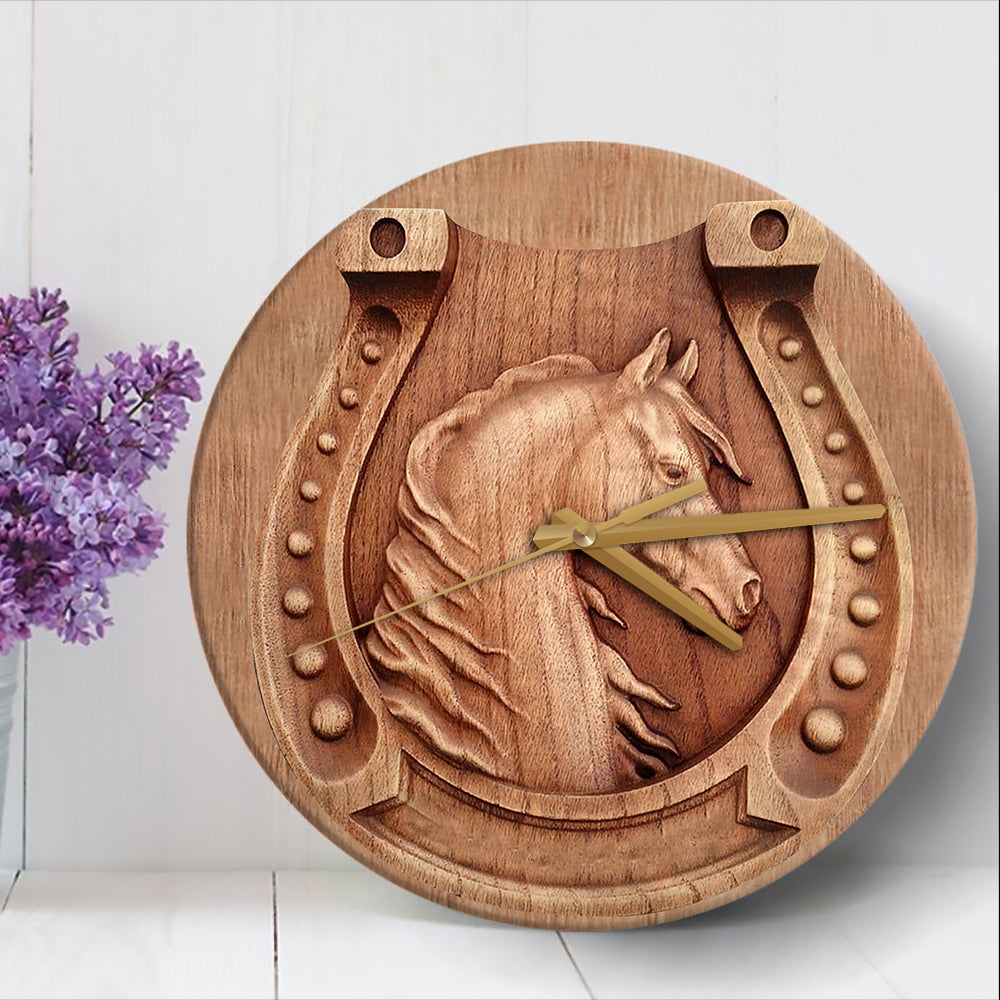 Horse Hoof Wall Clock - Wooden Decor for Equine Enthusiasts