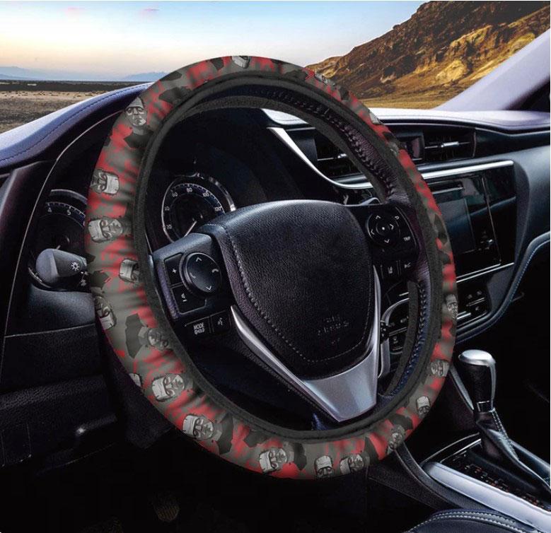 Frankenstein Horror Print Car Steering Wheel Cover