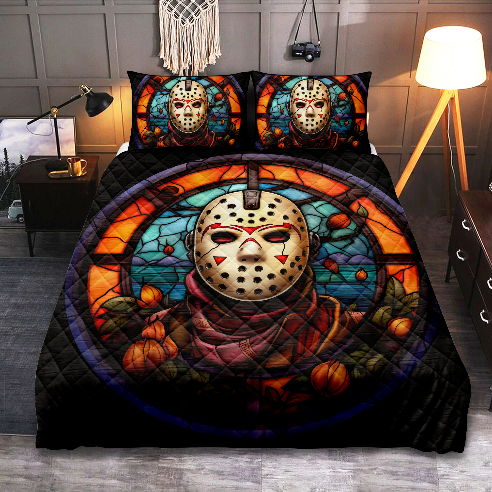 Horror Movie Stained Glass Quilt Bed Set - Jackson Vohorrie Design