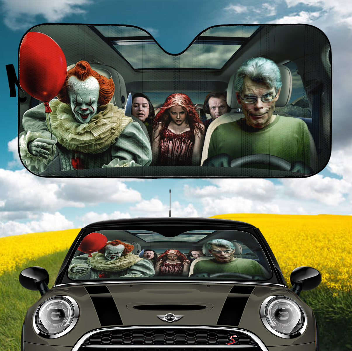 Pennywise Horror Halloween Car Auto Sunshades for Vehicle Protection