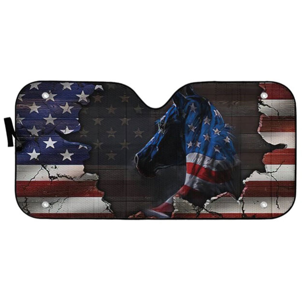 Custom American Flag Horse Windshield Sun Shades Auto Accessories
