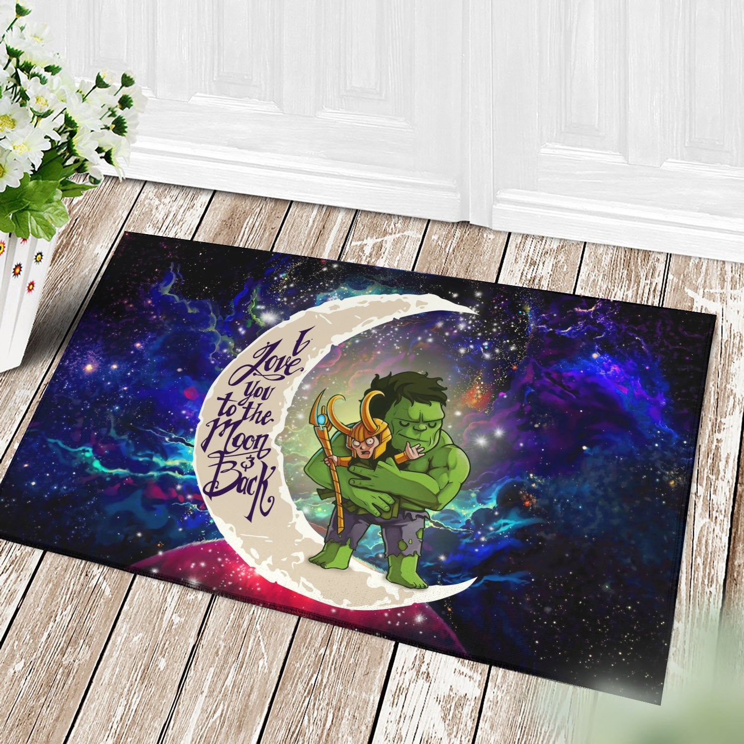Hulk And Loki To The Moon Galaxy Doormat - Home Decor Piece