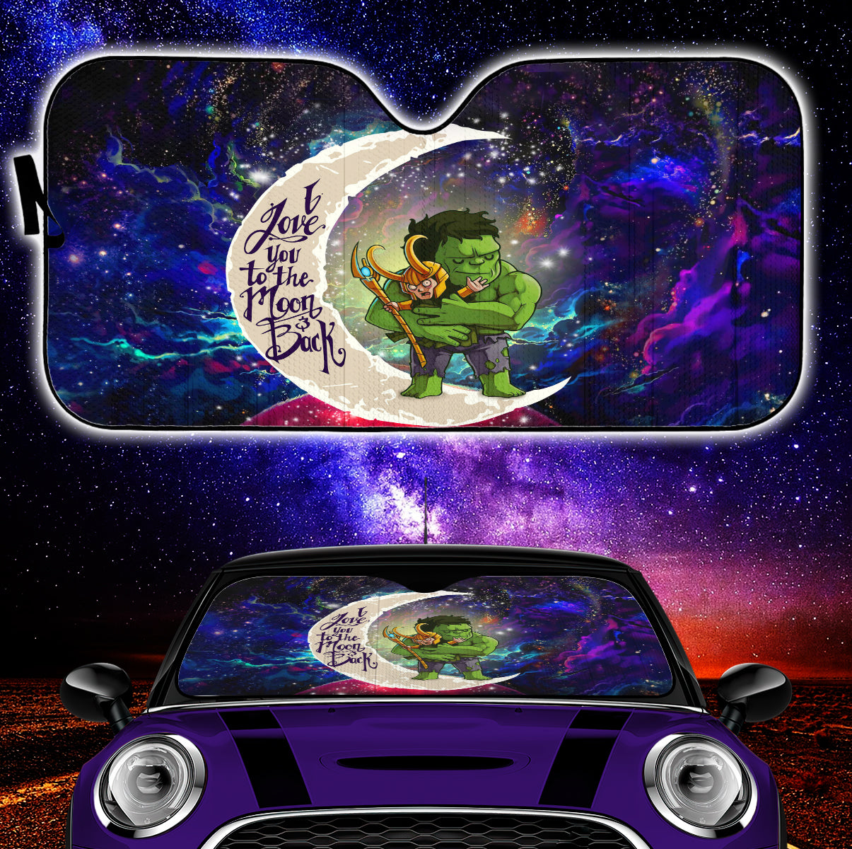 Hulk Loki Love You To The Moon Galaxy Auto Sunshades Car Shade