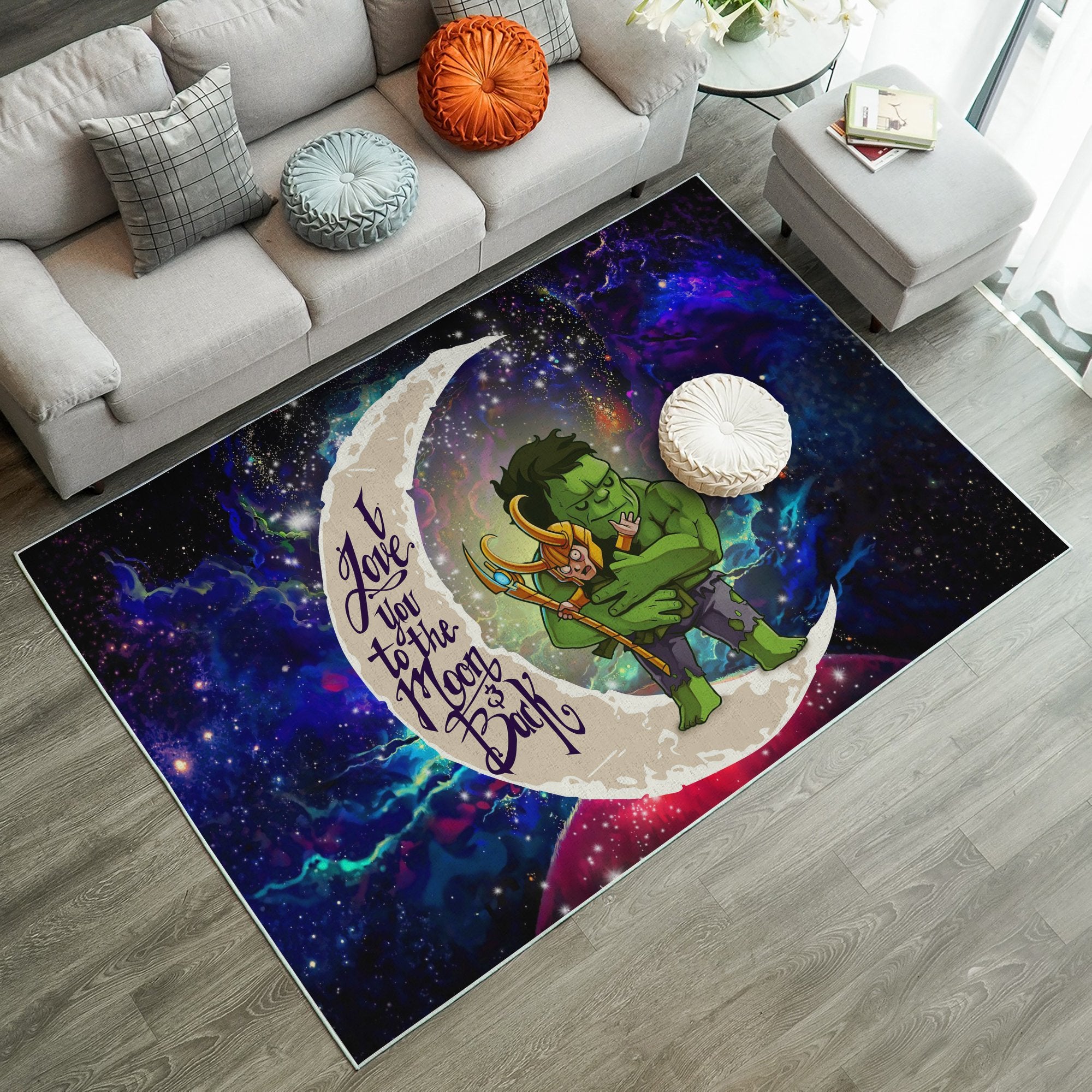 Hulk Loki Love You To The Moon Galaxy Rug Carpet Home Decor