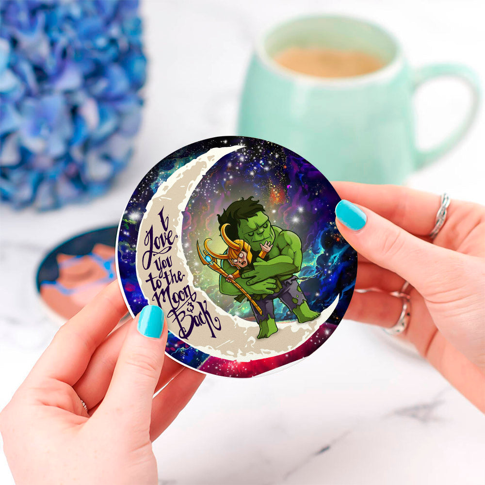 Hulk And Loki To The Moon Galaxy  Drink Coasters