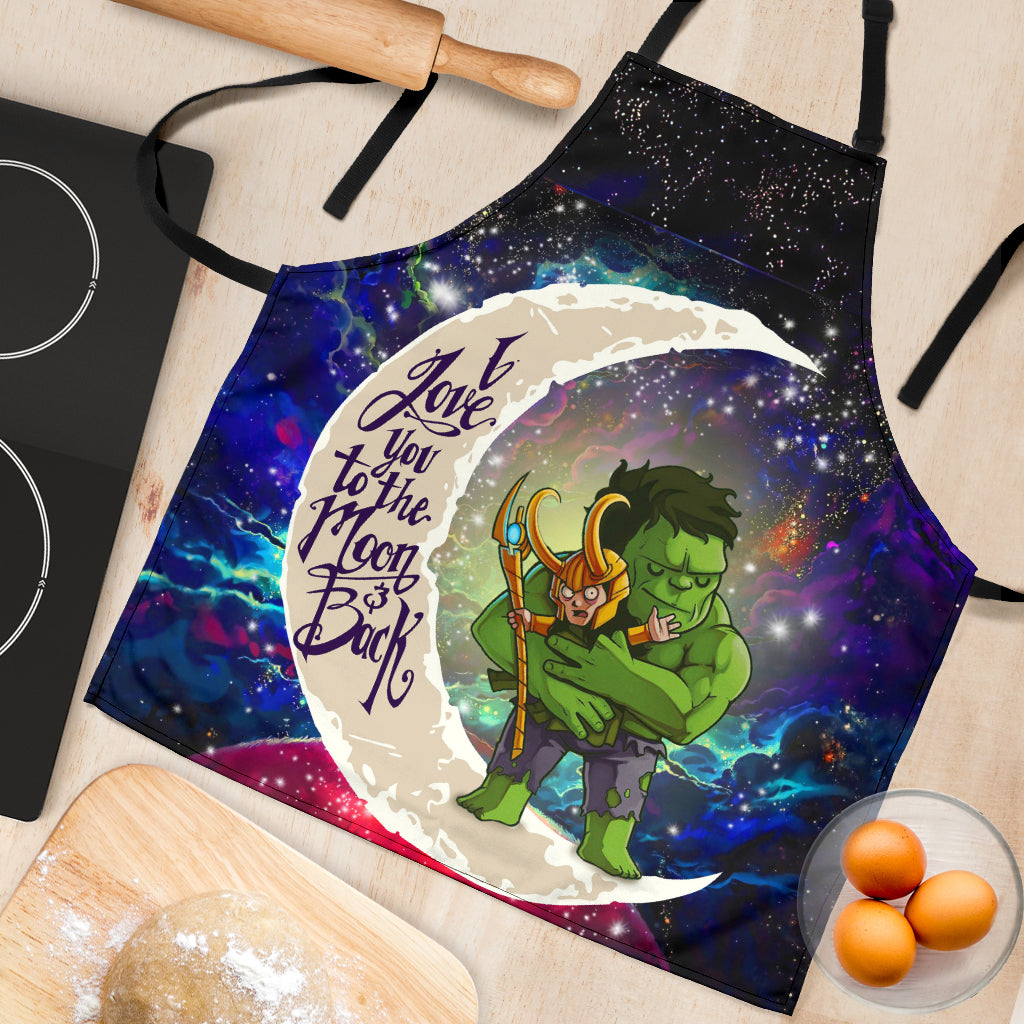 Hulk and Loki To the Moon Galaxy Custom Cooking Apron Gift