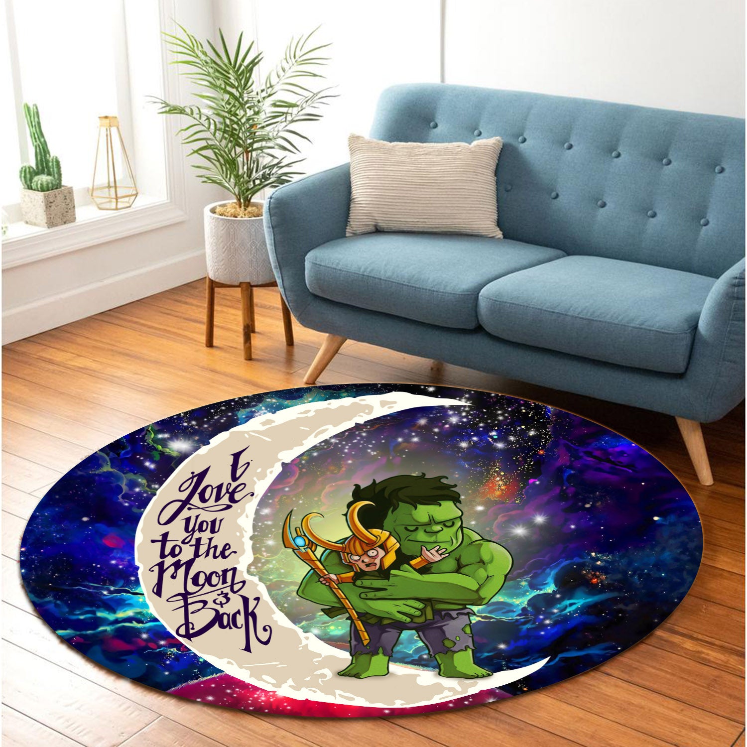 Hulk Loki Love You To The Moon Galaxy Rug for Bedroom Living Room