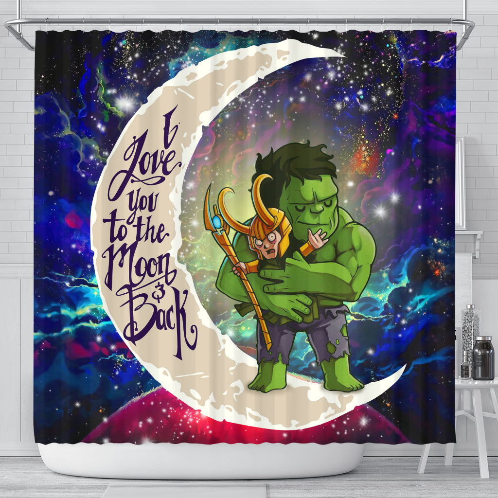 Hulk Loki Love You To The Moon Galaxy Shower Curtain