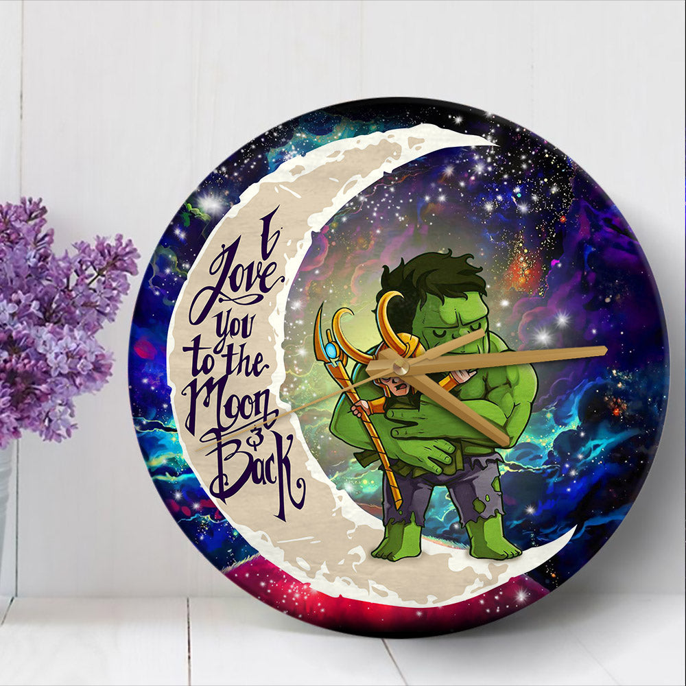 Hulk Loki Love You to the Moon Galaxy Wood Wall Clock