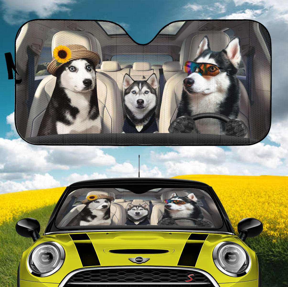 Husky Dog Family Auto Sunshades for Car Window Protection
