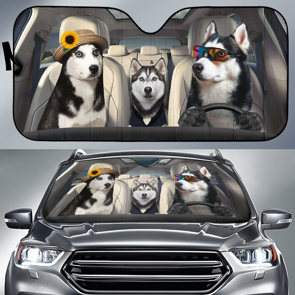 Husky Dog Family Auto Sunshades for Car Window Protection