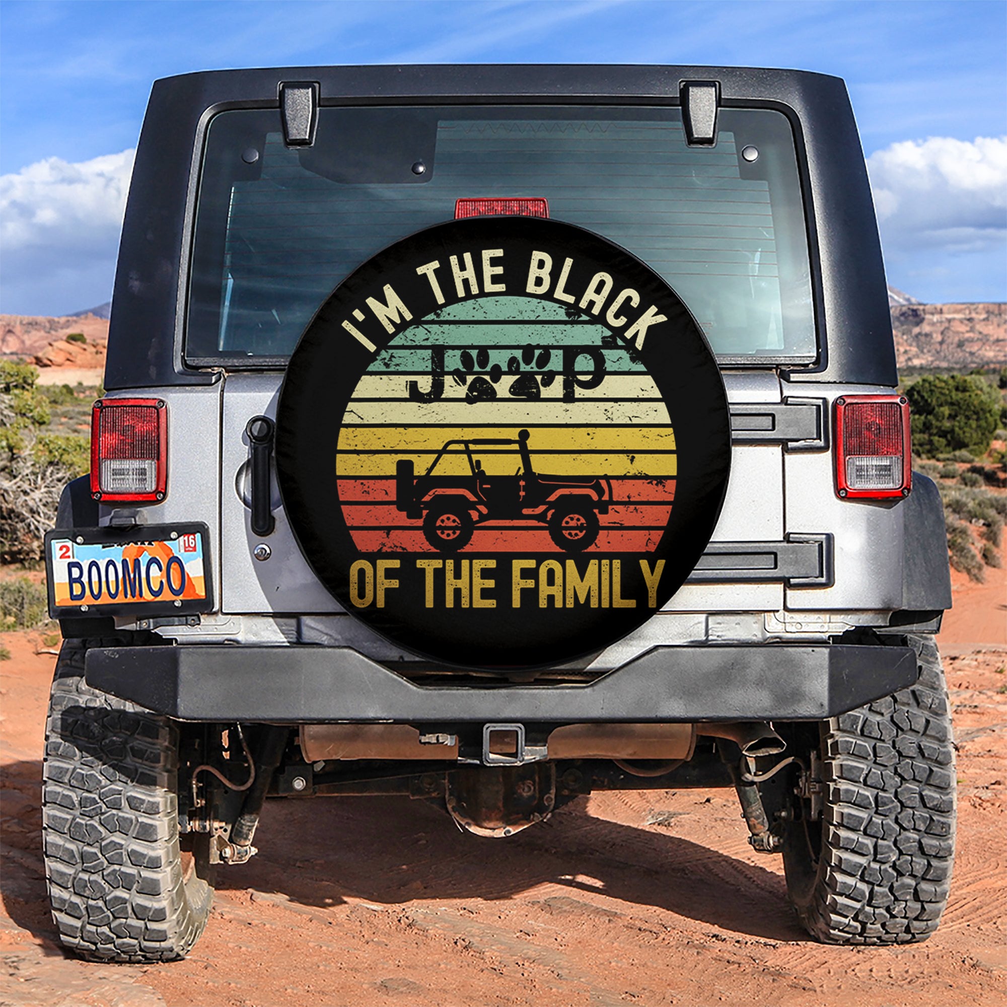 Black Jeep Family Spare Tire Cover Gift for Campers 7307582800027