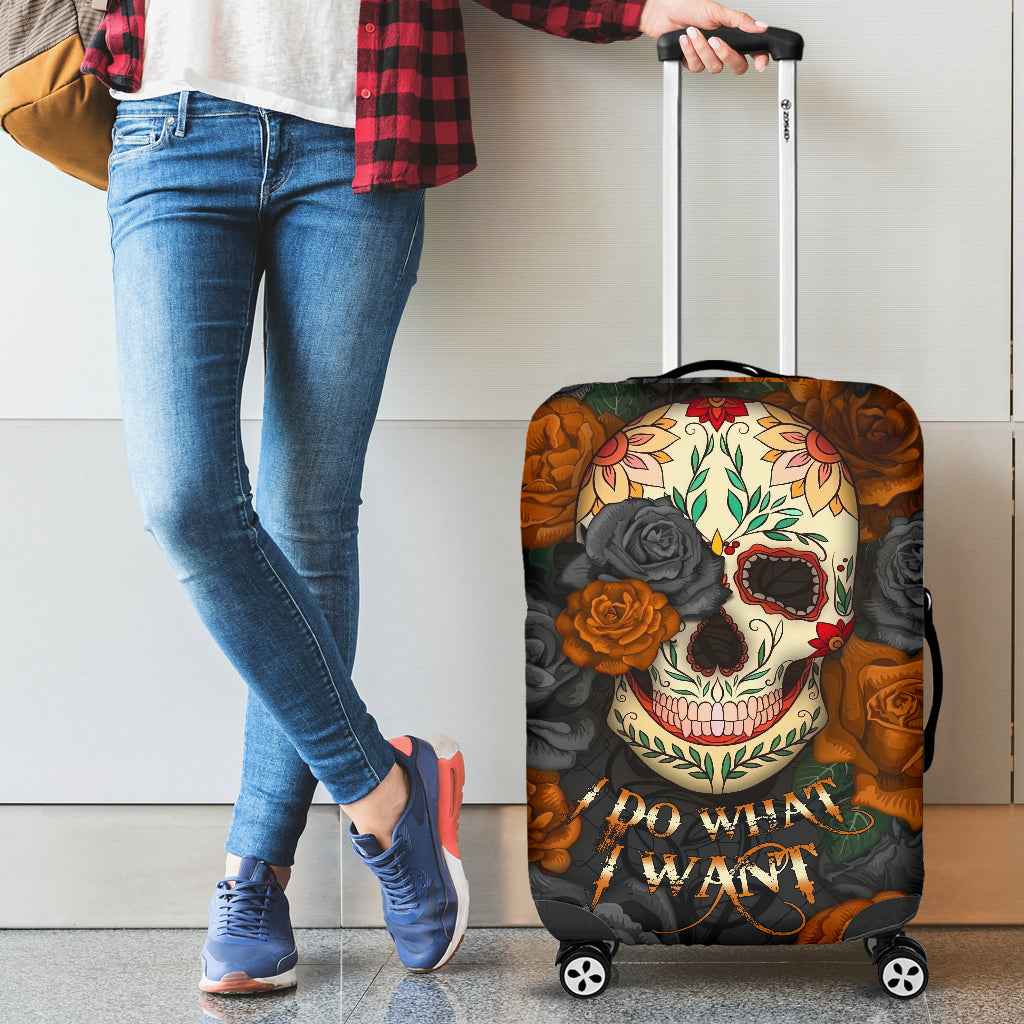 I Do What I Want Skull Design Suitcase Protector Luggage Cover