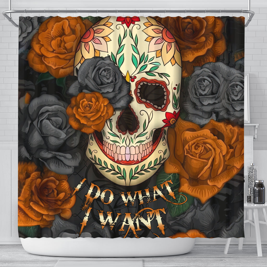 Skull Roses Mandala Shower Curtain - I Do What I Want Decor