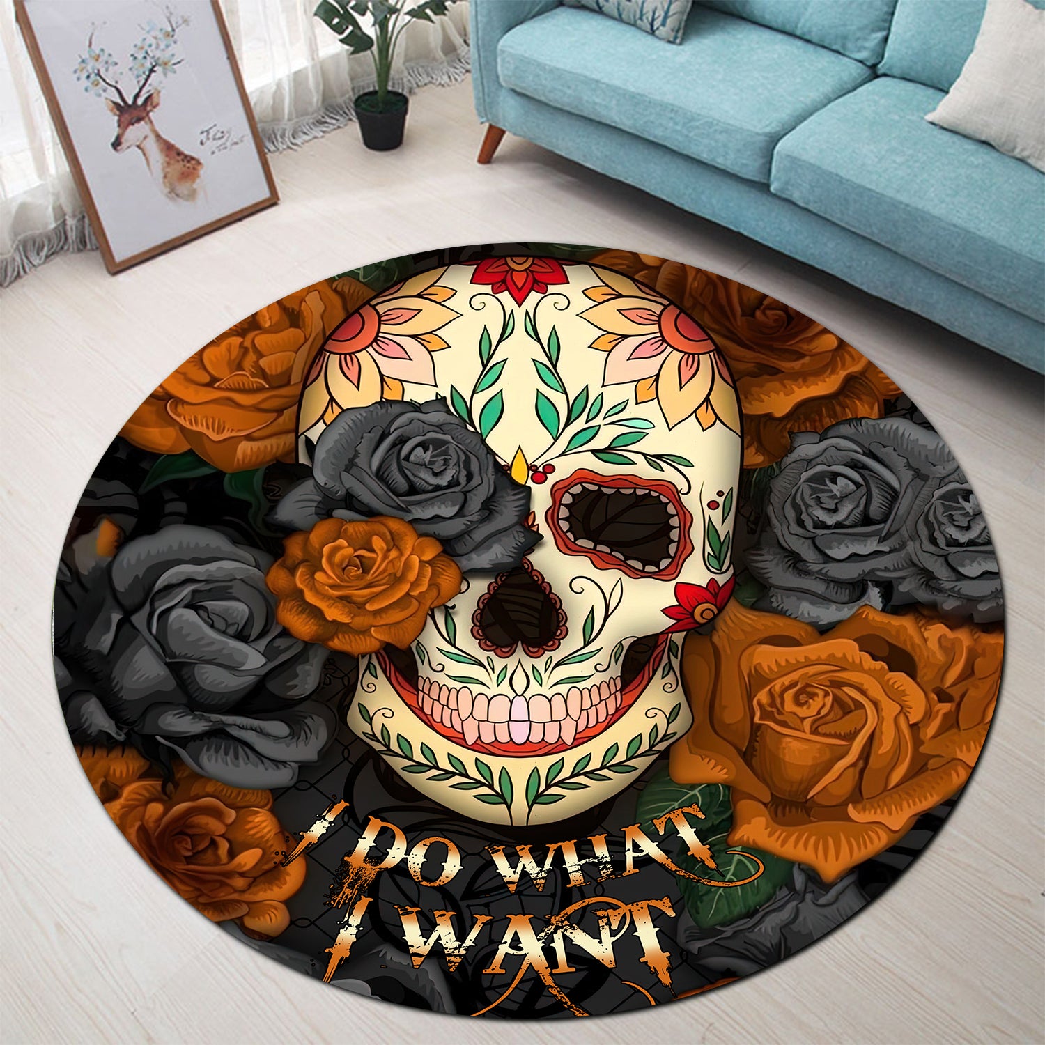 I Do What I Want Skull Rug for Bedroom Living Room Home Decor