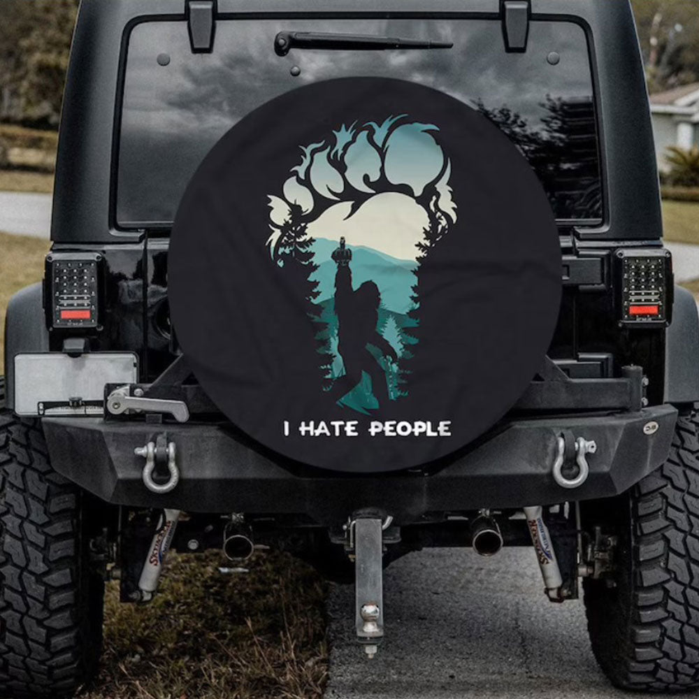 Bigfoot I Hate People Jeep Spare Tire Cover Gift for Campers