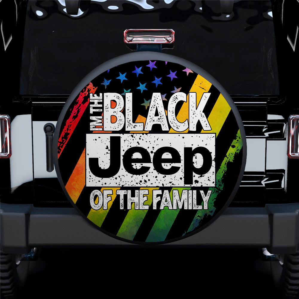 Black Jeep American Flag Spare Tire Cover Gift for Campers