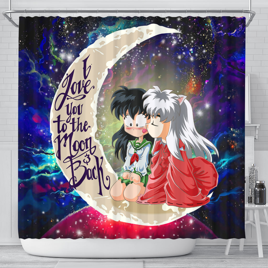 Inuyasha Galaxy Shower Curtain - Couple Love You To The Moon