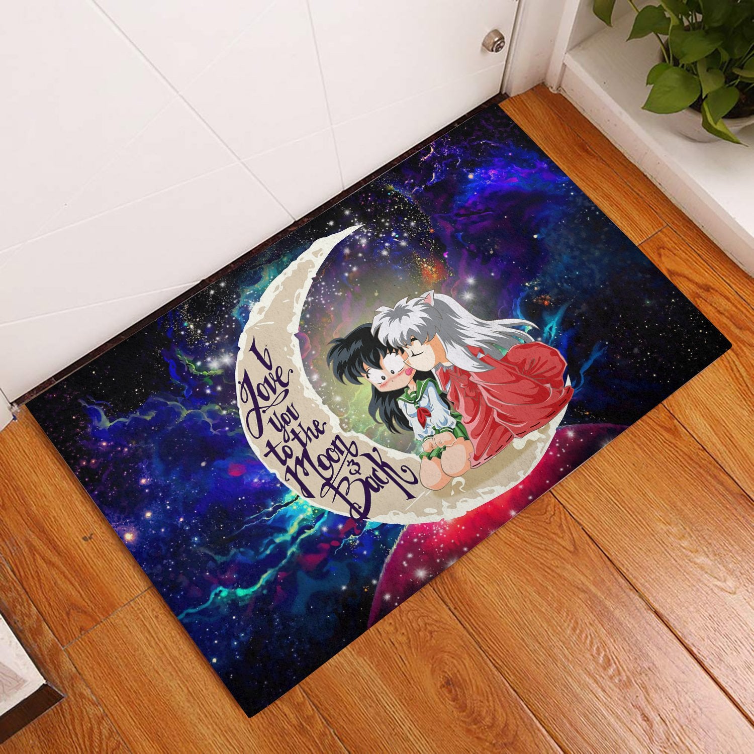 Inuyasha Love You To The Moon Galaxy Doormat Home Decor Accessory
