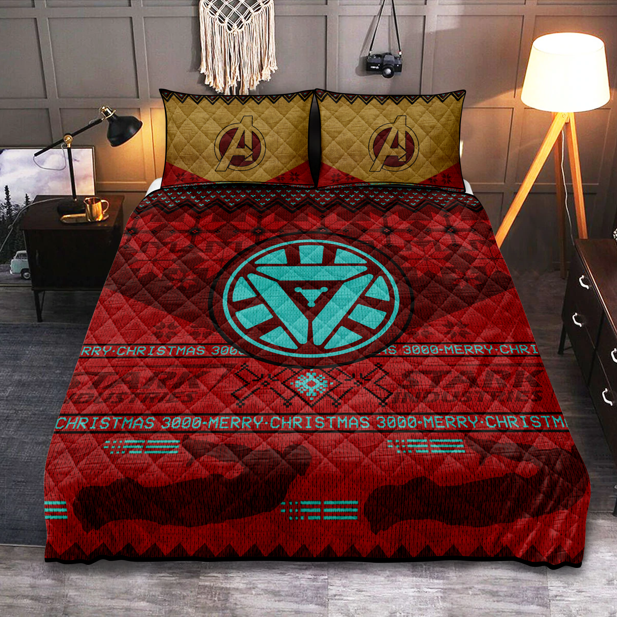 Iron Man Arc Reactor Holiday Quilt Bed Sets for Cozy Winter Nights