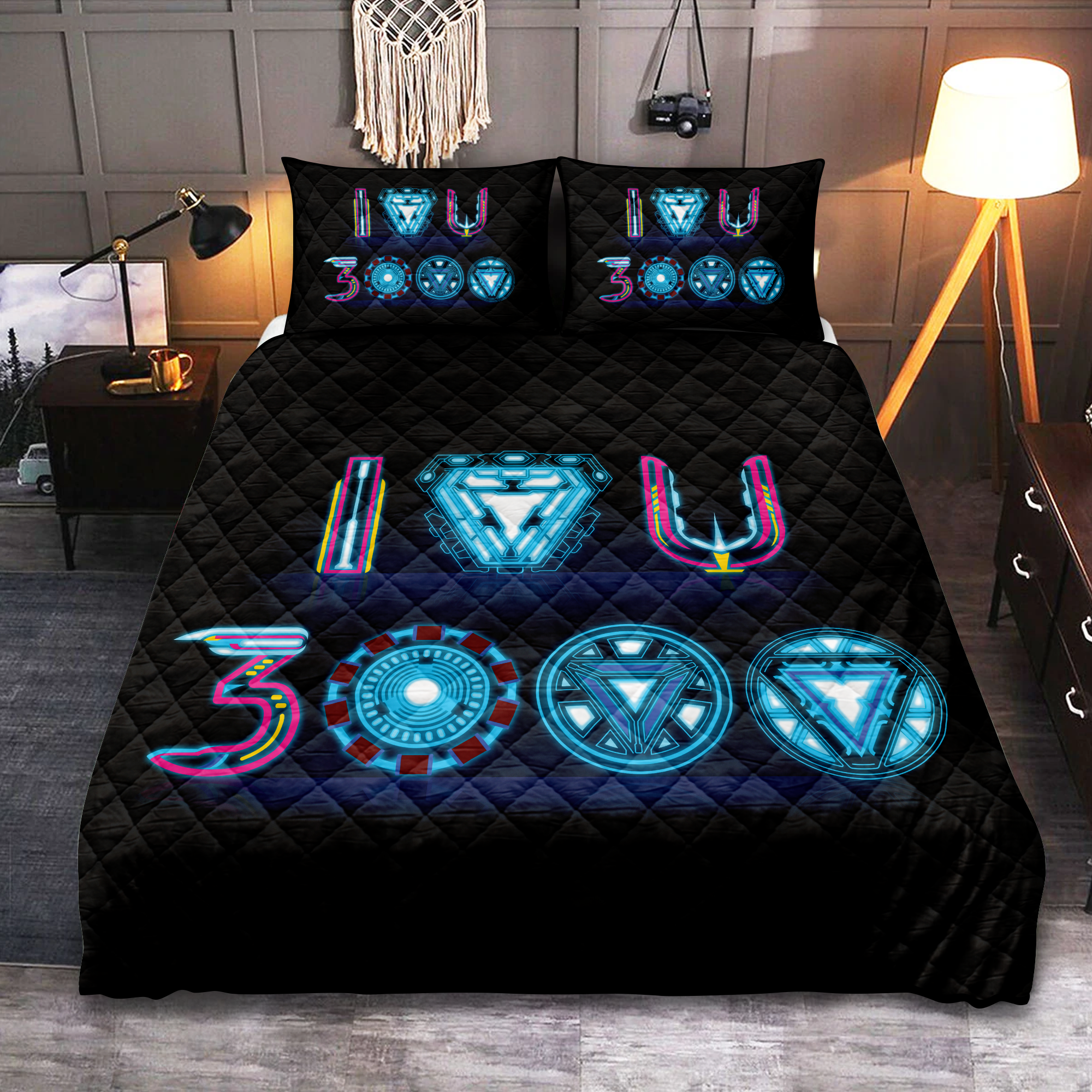 Iron Man I Love You 3000 Christmas Quilt Set for Beds