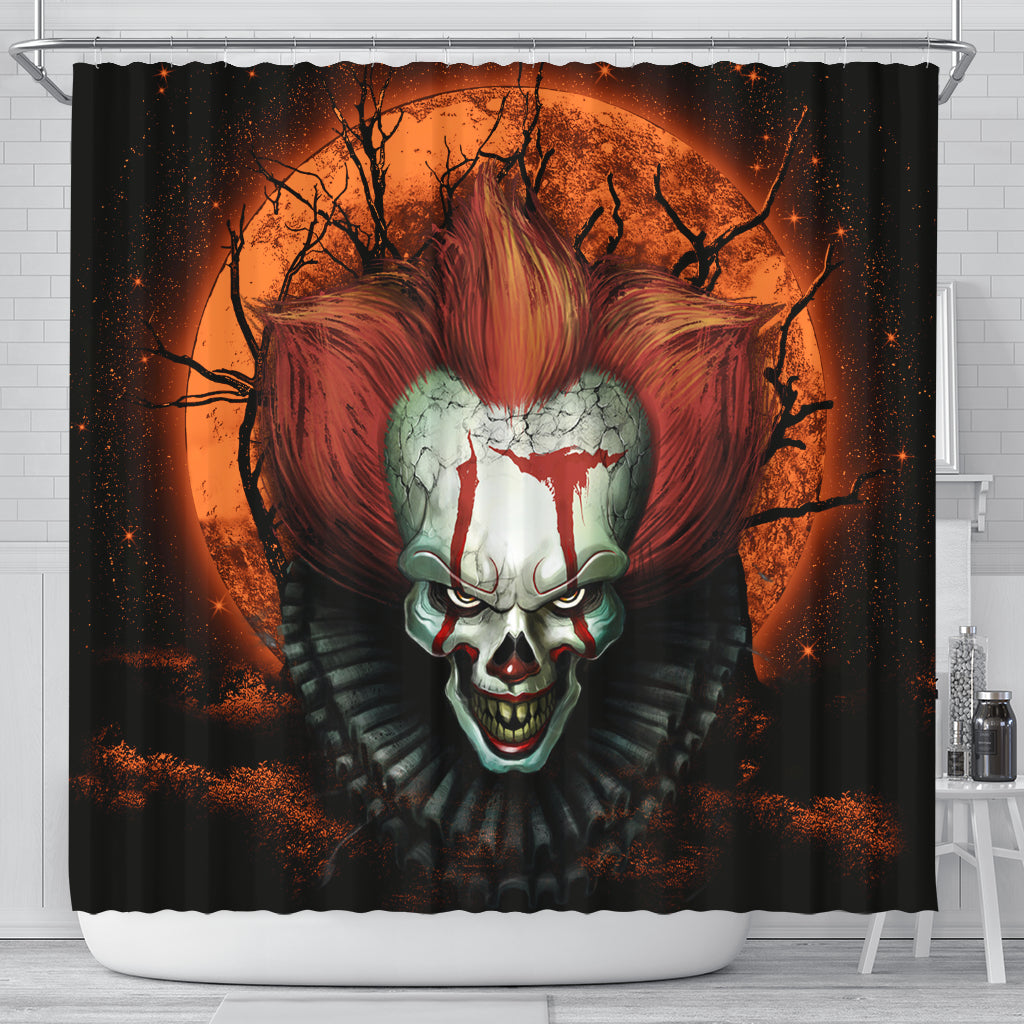 It Horror Movie Shower Curtain with Moonlight Design