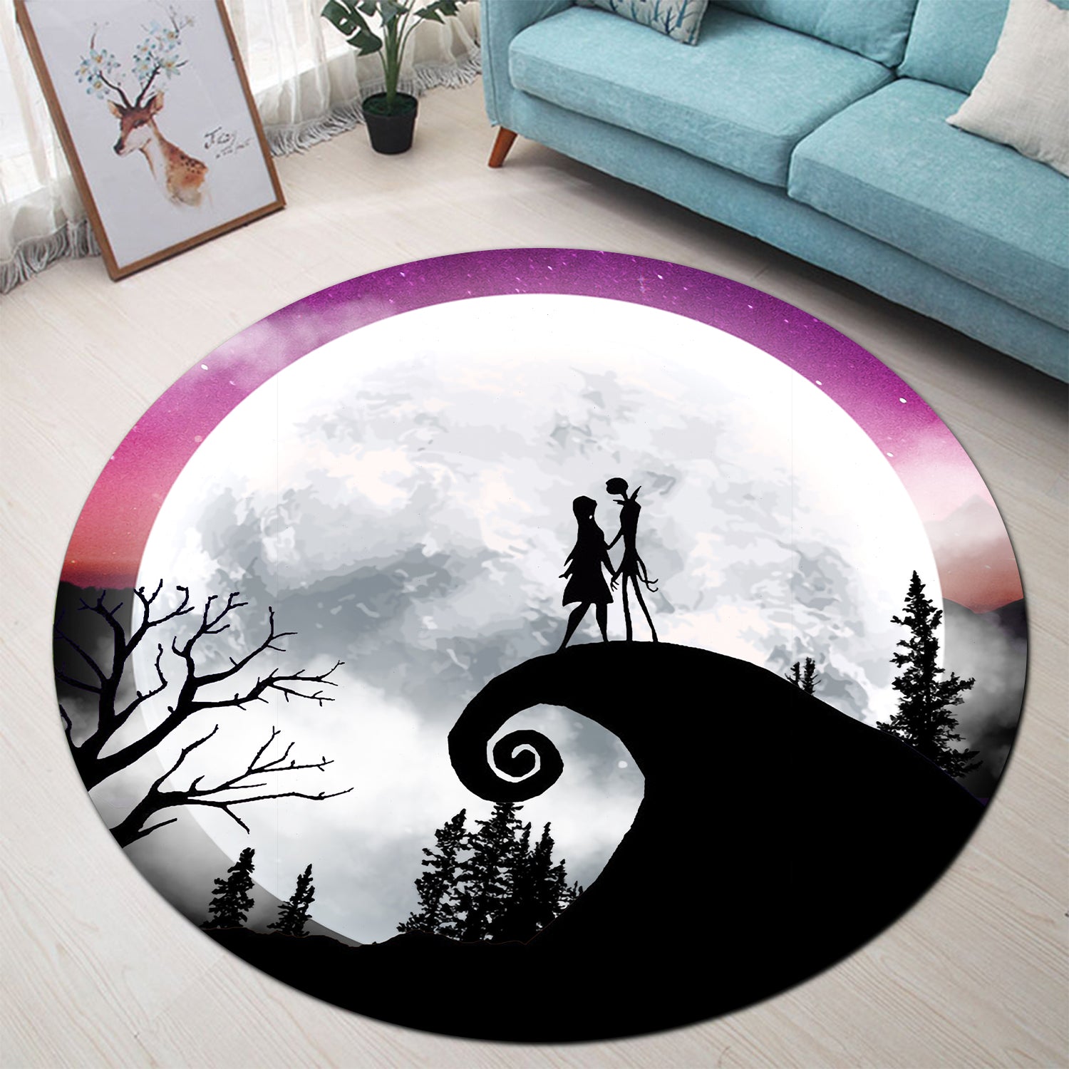 Jack and Sally Moon Night Rug for Bedroom Living Room Home Decor