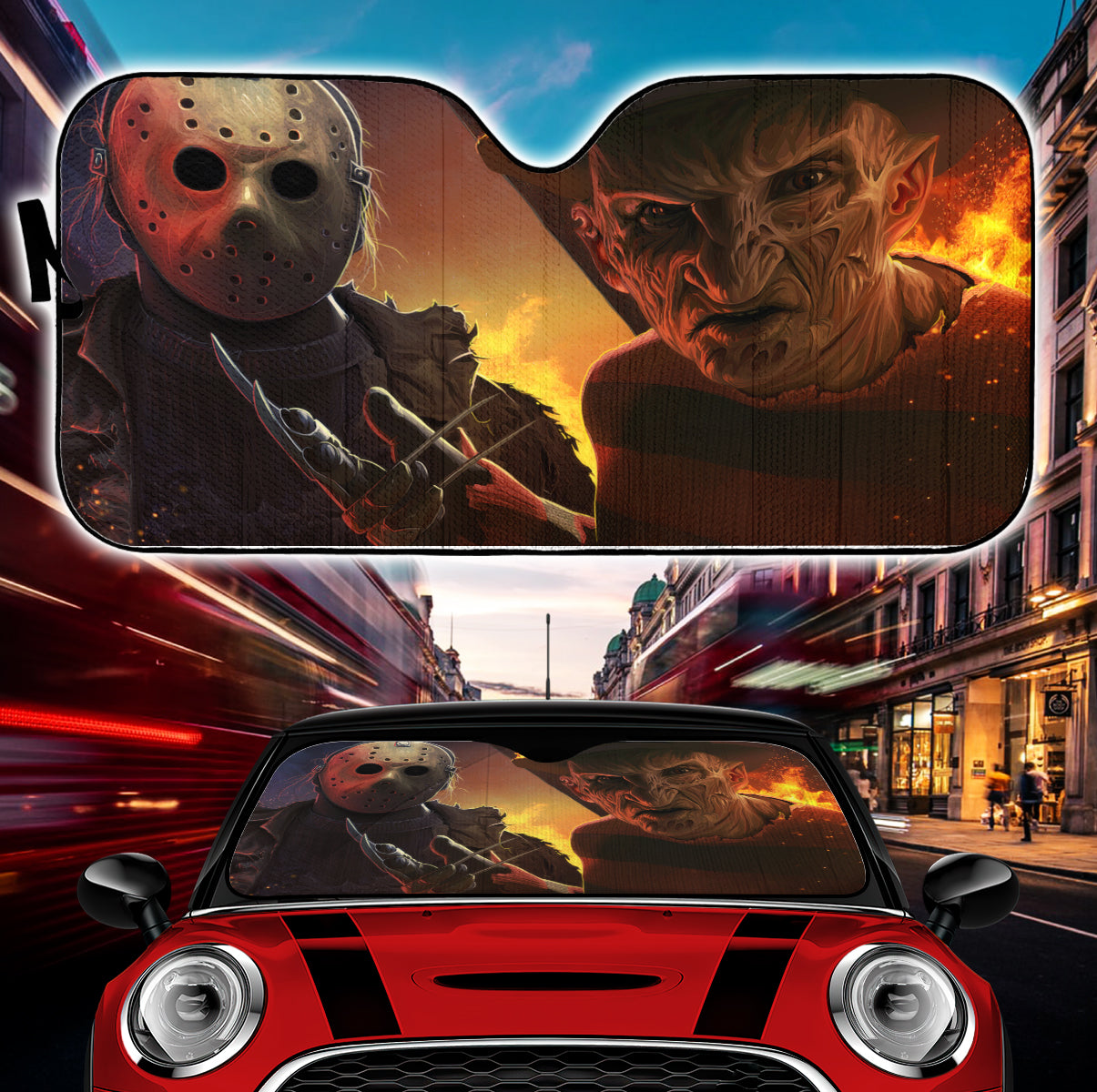 Jason Voorhees Friday the 13th Horror Movie Auto Sunshades