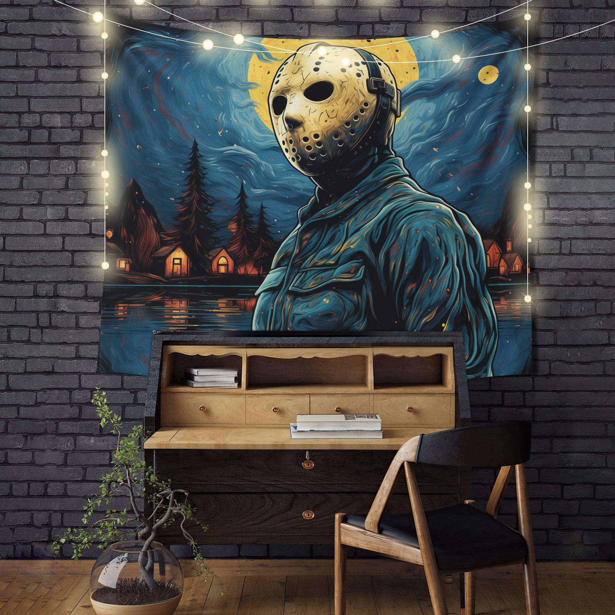 Jason Voorhees Horror Tapestry for Starry Night Room Decor