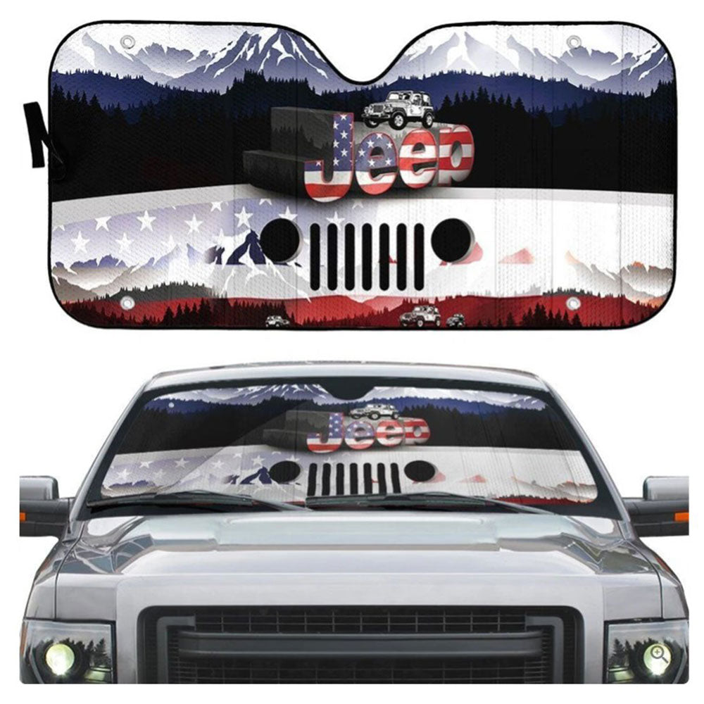 Jeep American Flag Windshield Sun Shades Car Accessories Gift