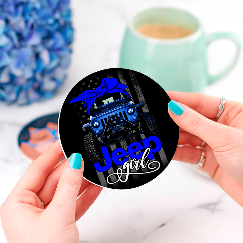 Jeep Girl  Drink Coasters - Blue  Coaster