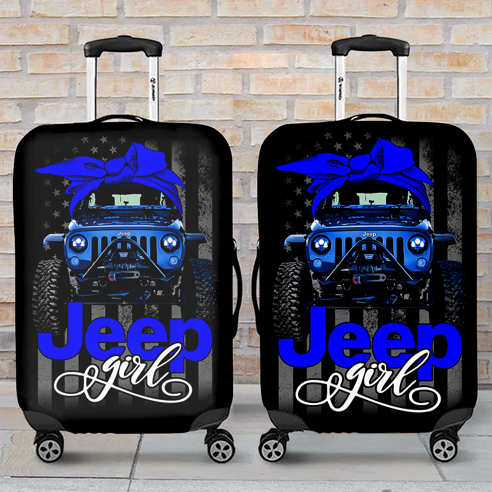 Jeep Girl Blue Suitcase Protector Luggage Cover for Travel