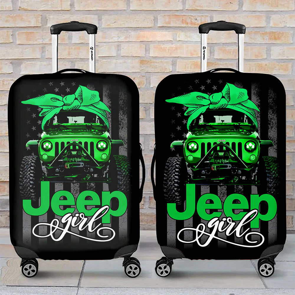 Jeep Girl Green Suitcase Protector Luggage Cover Travel Accessory