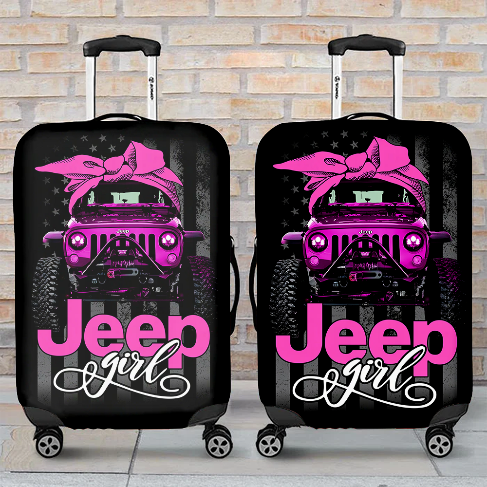 Pink Jeep Girl Suitcase Protector Luggage Cover Jeep