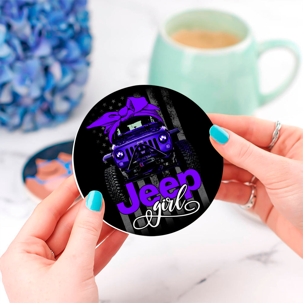 Purple Jeep Girl  Drink Coasters  Jeep