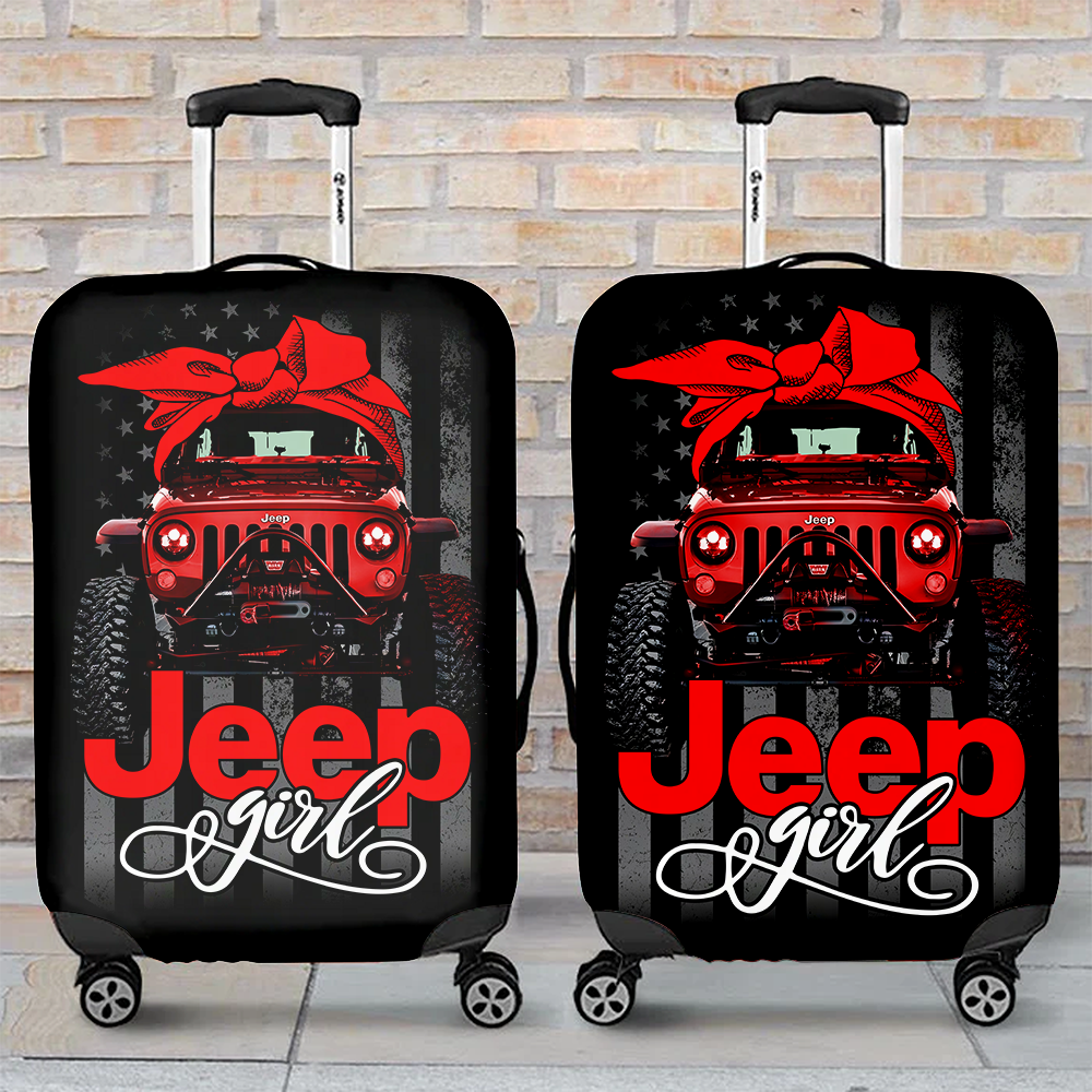 Jeep Girl Red Suitcase Protector Luggage Cover Travel Accessory