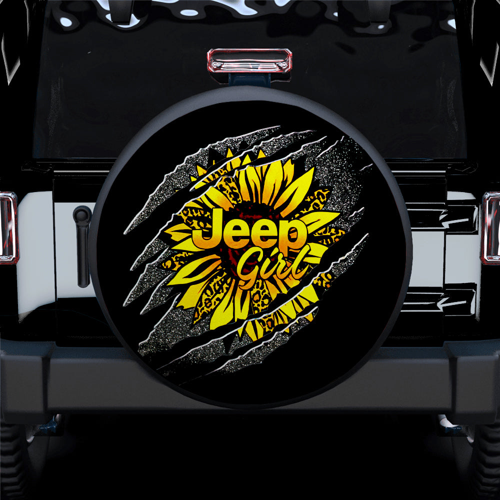 Jeep Girl Sunflower Gift for Campers - Car Spare Tire Covers