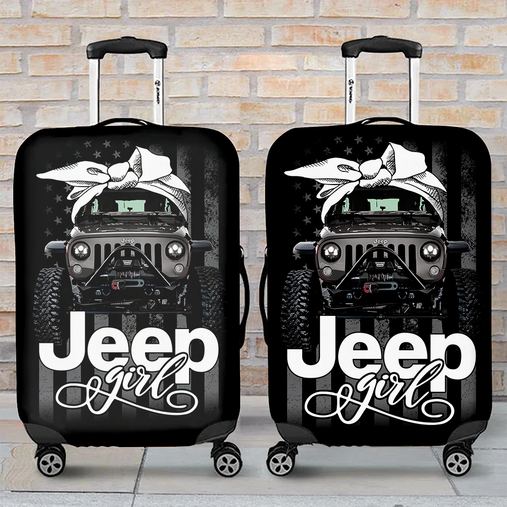 Jeep Girl Suitcase Protector - White Luggage Cover for Travel