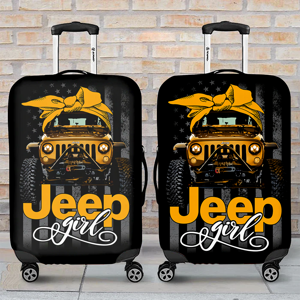 Jeep Girl Yellow Suitcase Protector Luggage Cover for Travel