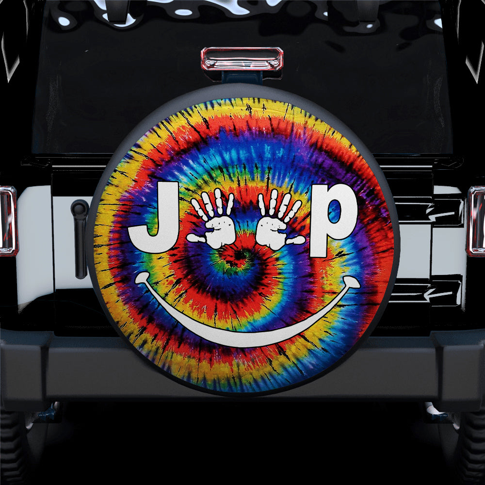 Jeep Tie Dye Spare Tire Cover - Hand Smile Gift for Campers