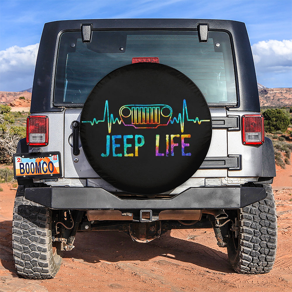 Jeep Life Beat Colorful Spare Tire Covers for Campers and Gifts